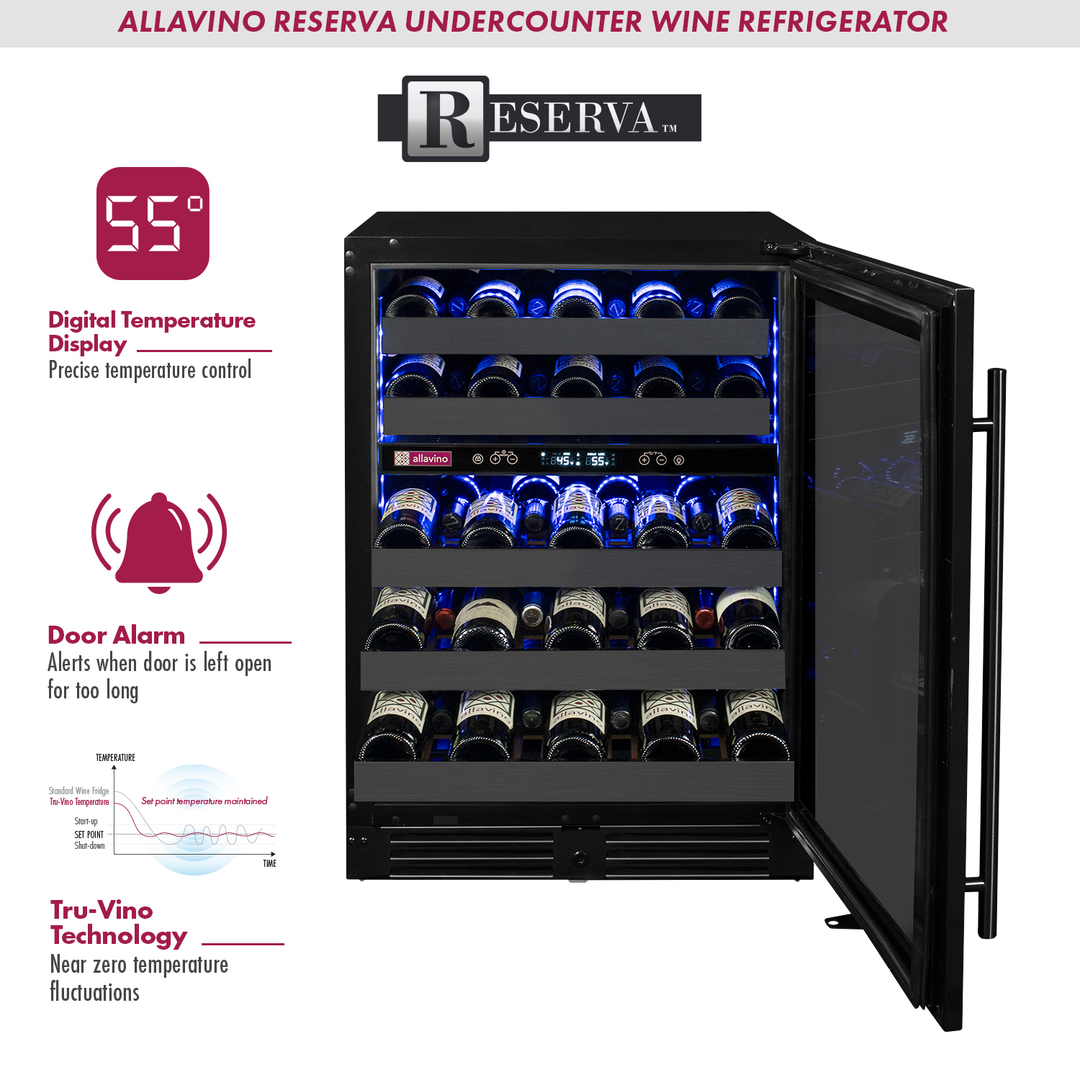 Allavino Reserva 3Z-BDW5034-BS three zone side-bye-side wine refrigerator