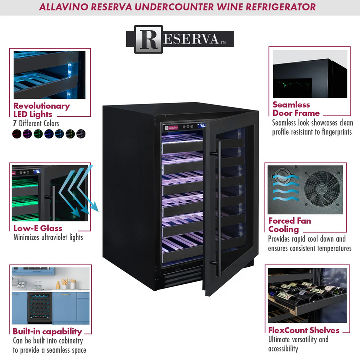 Allavino Reserva BDW5034S-1BSR undercounter wine refrigerator features