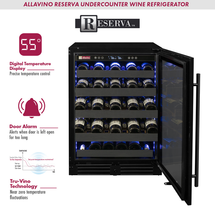 Allavino Reserva BDW5034S-1BSR undercounter wine refrigerator features