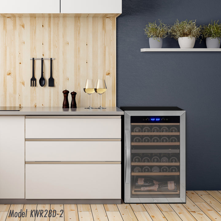 Cascina Series 33 Bottle Single Zone Freestanding Wine Refrigerator Cooler with Stainless Steel Door