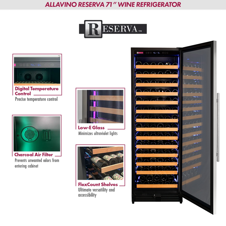 Allavino Reserva VSW16371S-1SR LED wine refrigerator features