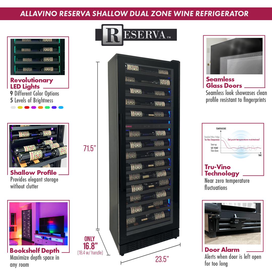 Allavino Reserva VSW6771D-2BR LED wine refrigerator features