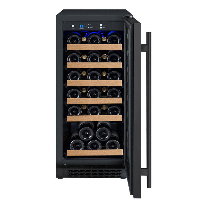 15" Wide FlexCount II Tru-Vino 30 Bottle Single Zone Black Wine Refrigerator