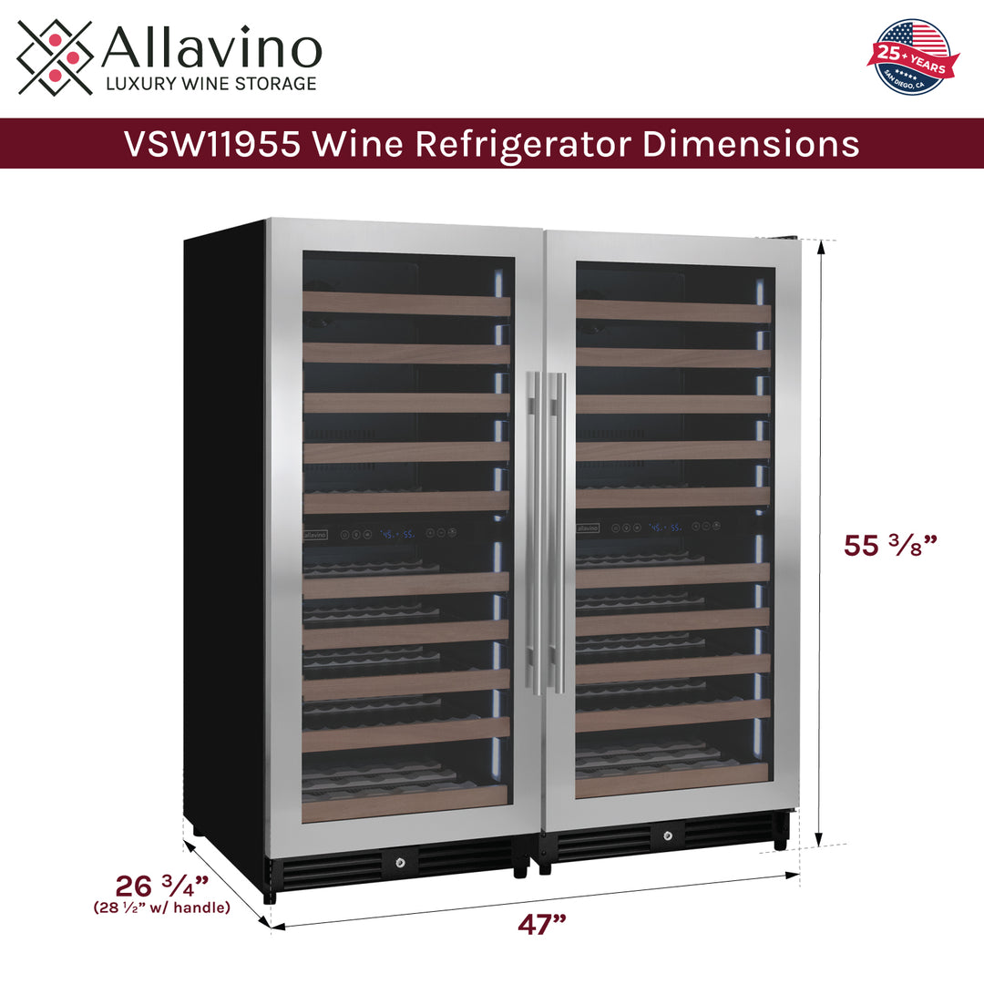 Allavino 2X-VSW11955D-2S dimensions