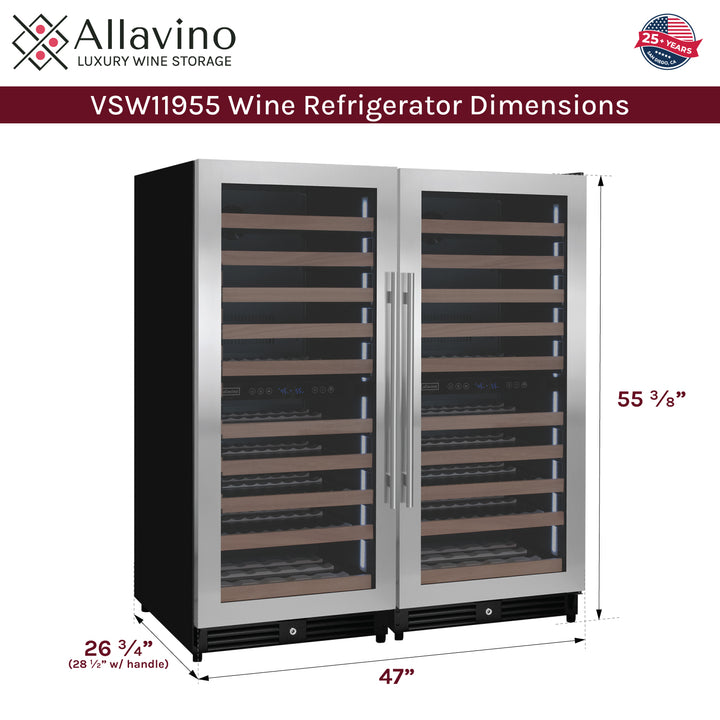 Allavino 2X-VSW11955D-2S dimensions