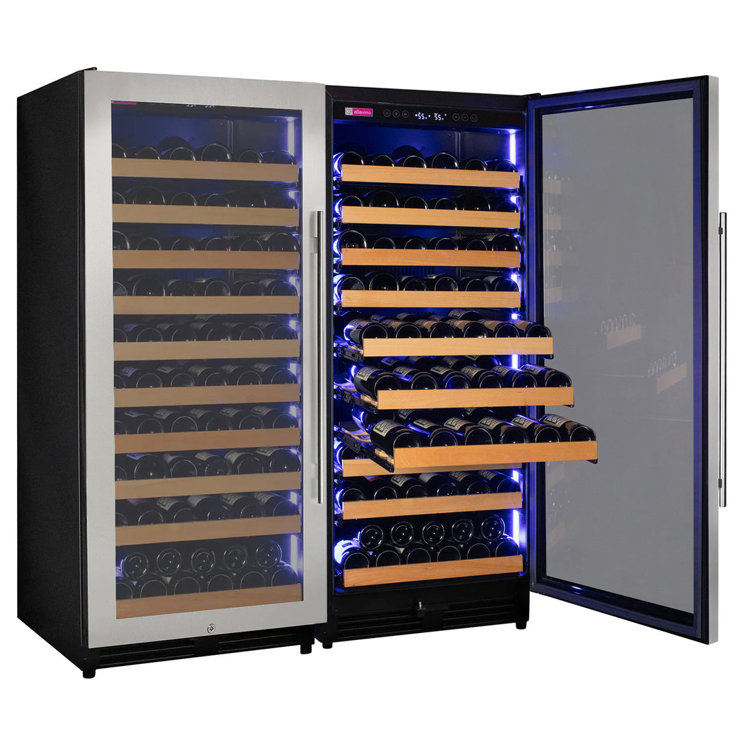 Reserva Series 238 Bottle 55" Tall Dual Zone Side-by-Side Stainless Steel Wine Refrigerator