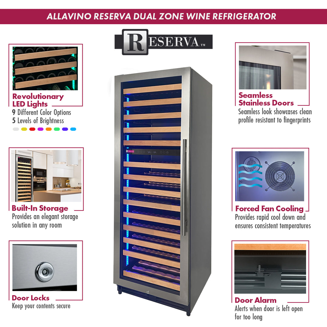 Allavino Reserva 2X-VSW15471D-2S wine refrigerator features