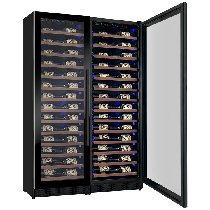 Allavino Reserva LED side-by-side wood front shelves shallow depth wine refrigerator