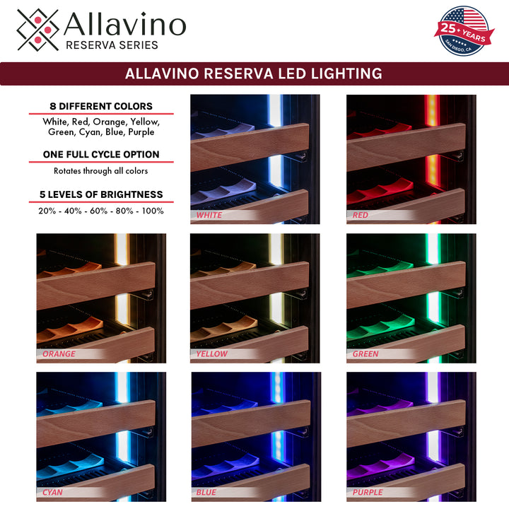 Allavino Reserva VSW71LD-2BR wine refrigerator LED lights