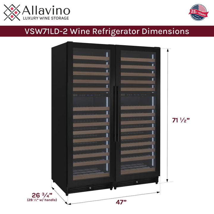 Allavino Reserva VSW71LD-2B wine refrigerator dimensions