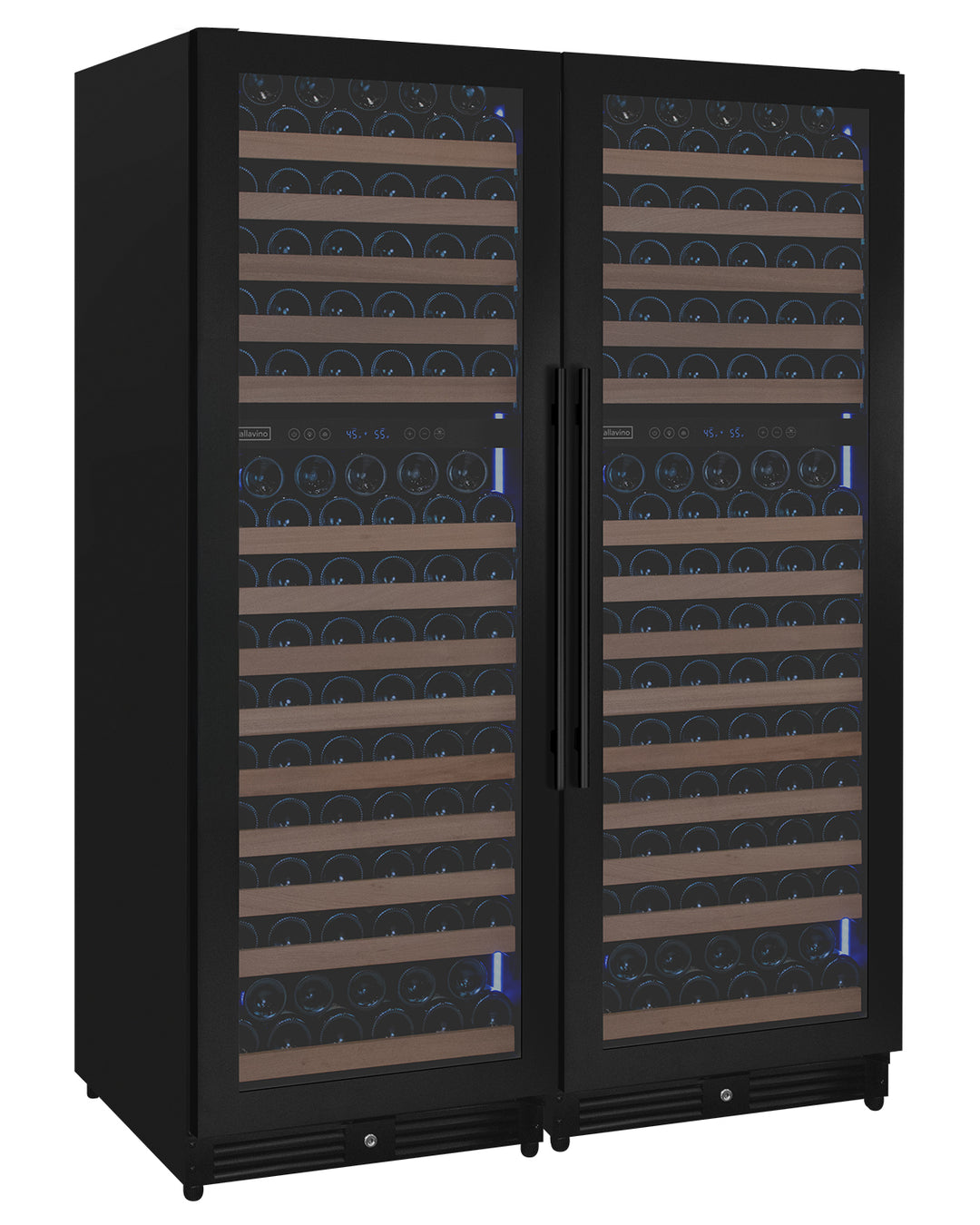2X-VSW71LD-2B side-by-side black metal wine refrigerator
