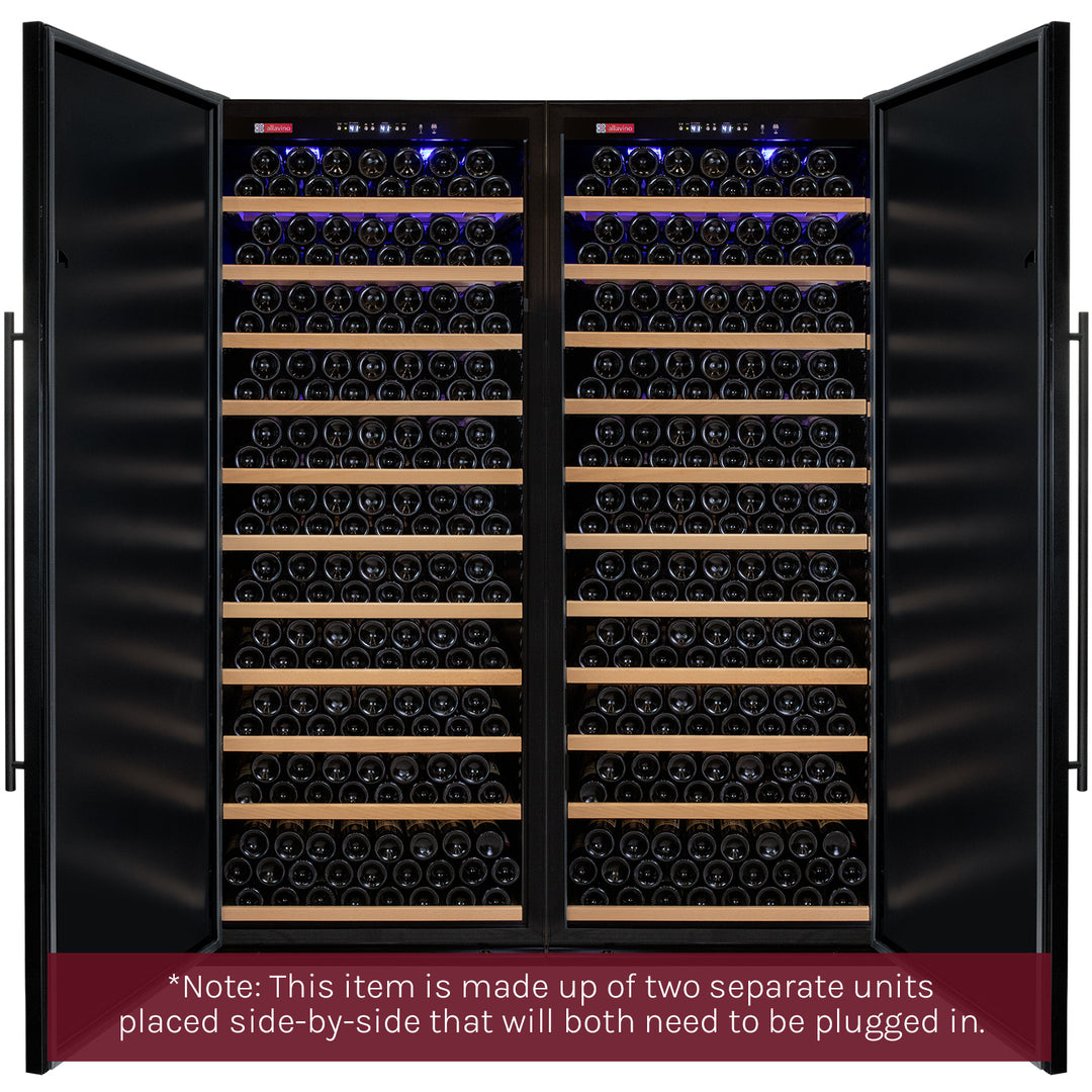 610 bottle side by side dual zone wine refrigerator