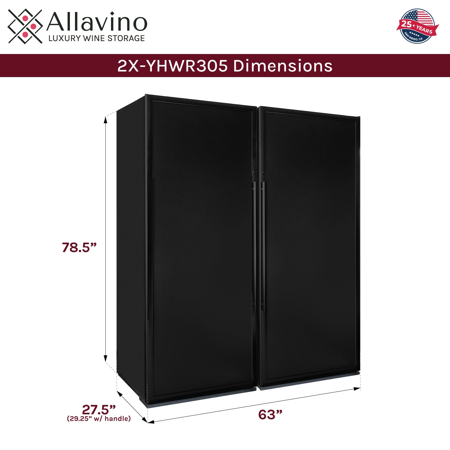 Allavino 610 Bottle Dual Zone Solid Door Wine Refrigerator
