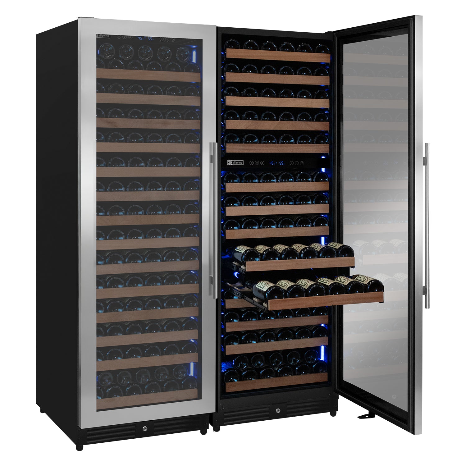 Allavino 496 Bottle Dual Zone Black Glass Side-by-Side Wine Cooler