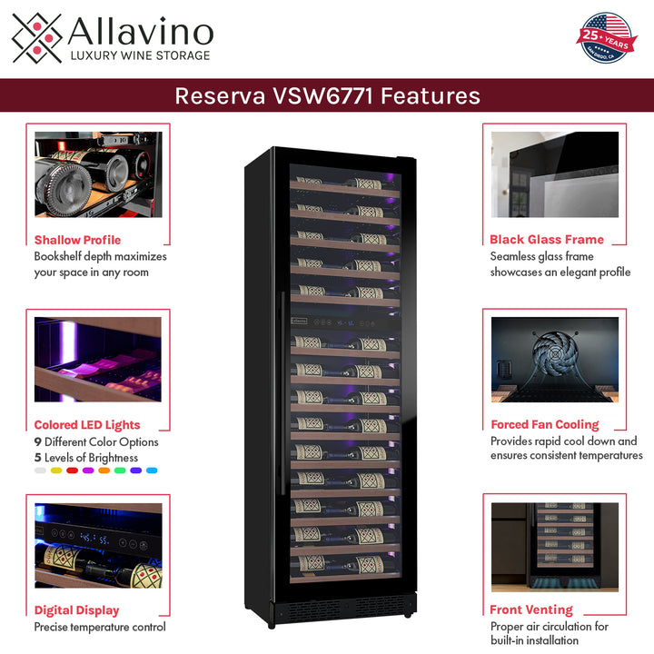 Allavino Reserva 3Z-VSW6771-W LED Shallow Wine Refrigerator Features