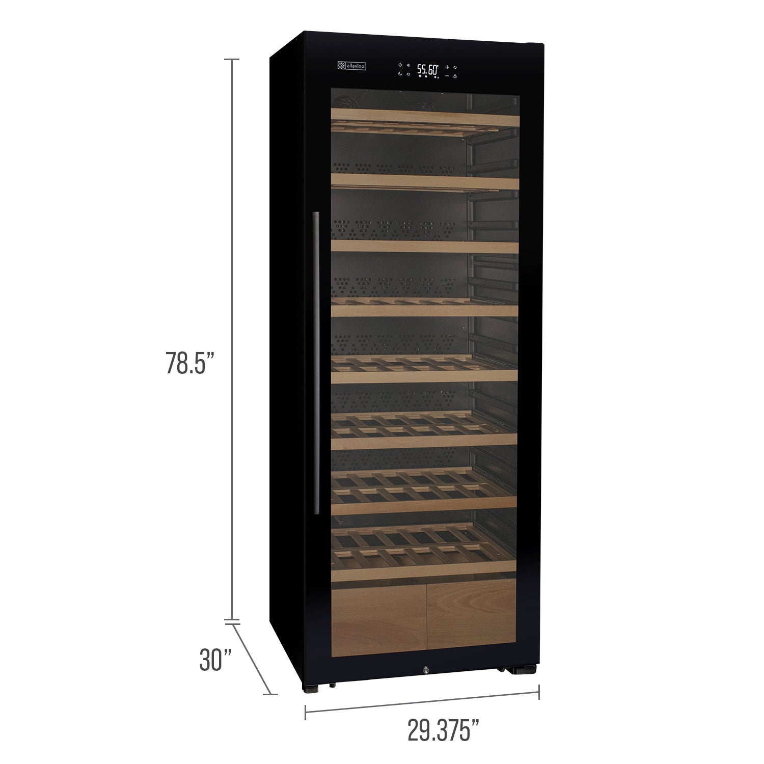 Allavino 248 Bottle Single Zone Black Glass Right Hinge Wine