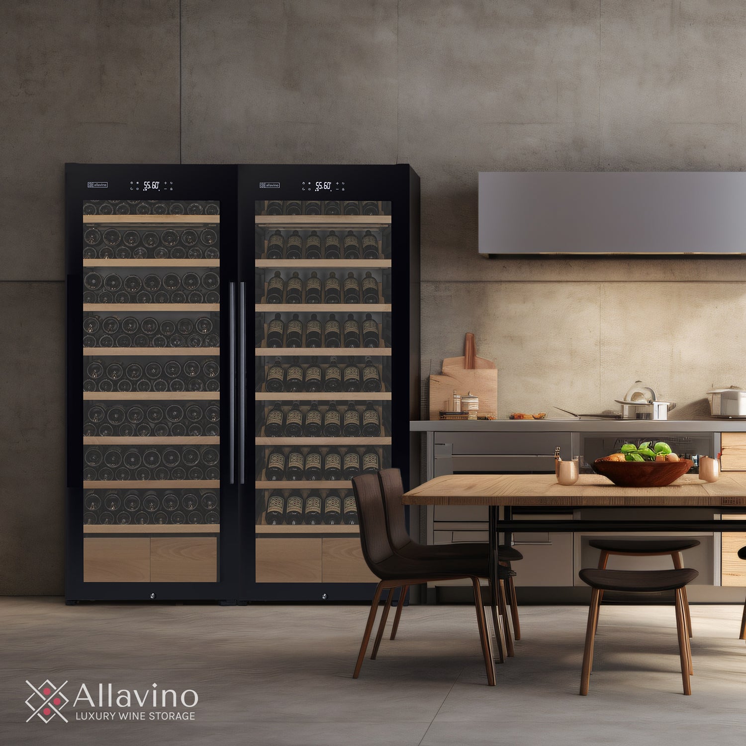 Allavino 248 Bottle Single Zone Black Glass Right Hinge Wine