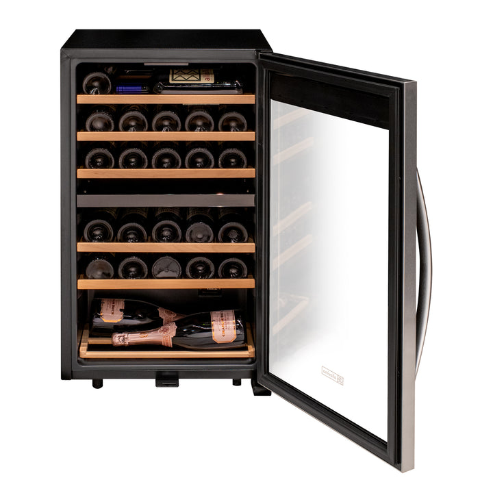 Cascina Series 28 Bottle Dual Zone Freestanding Wine Cooler Refrigerator with Stainless Steel Door