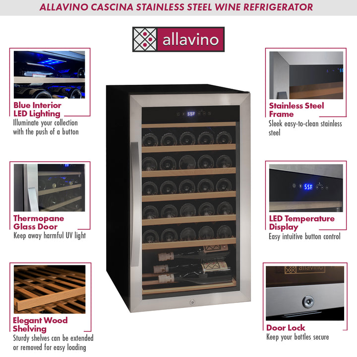 Allavino Cascina KWR33S-1SR wine refrigerator features