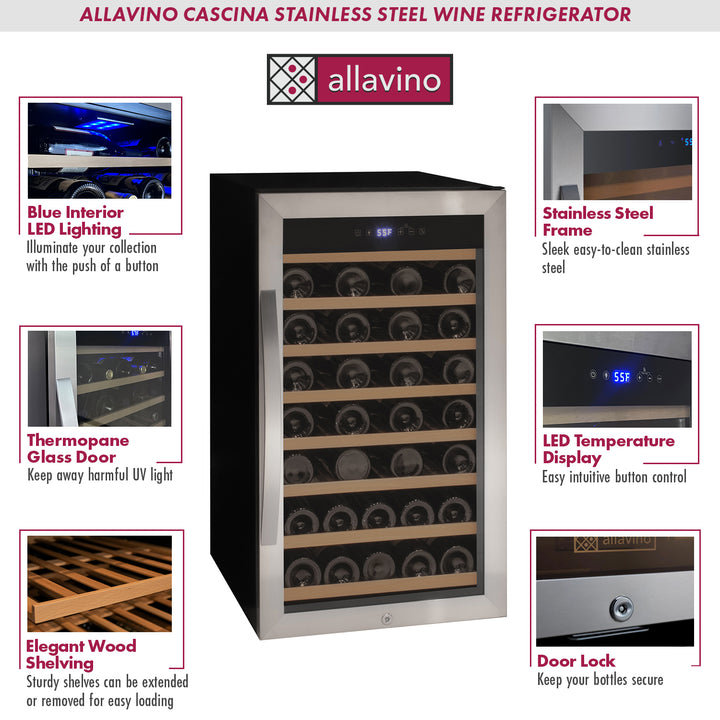 Allavino Cascina KWR50S-1SR wine refrigerator features