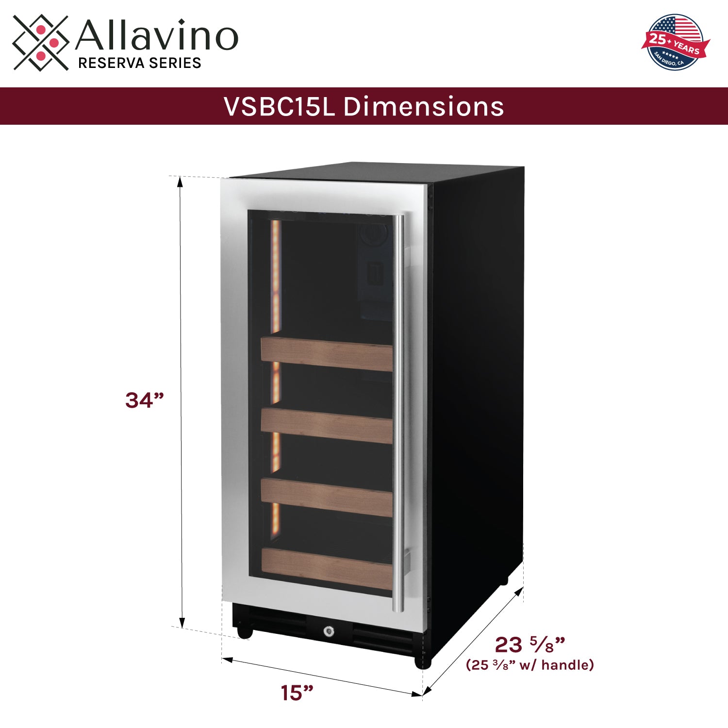 Allavino Reserva Series Stainless Steel Left Hinge Beverage Center