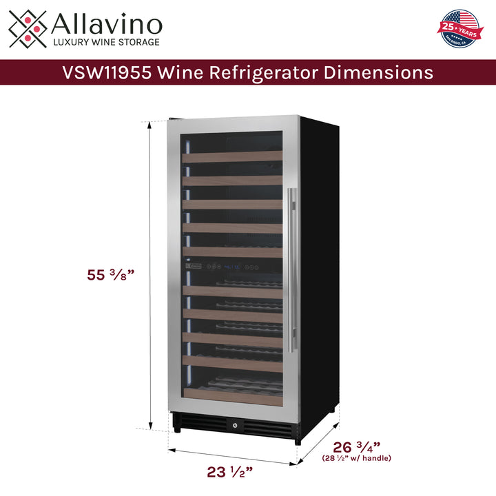 Allavino VSW11955D-2SL dimensions