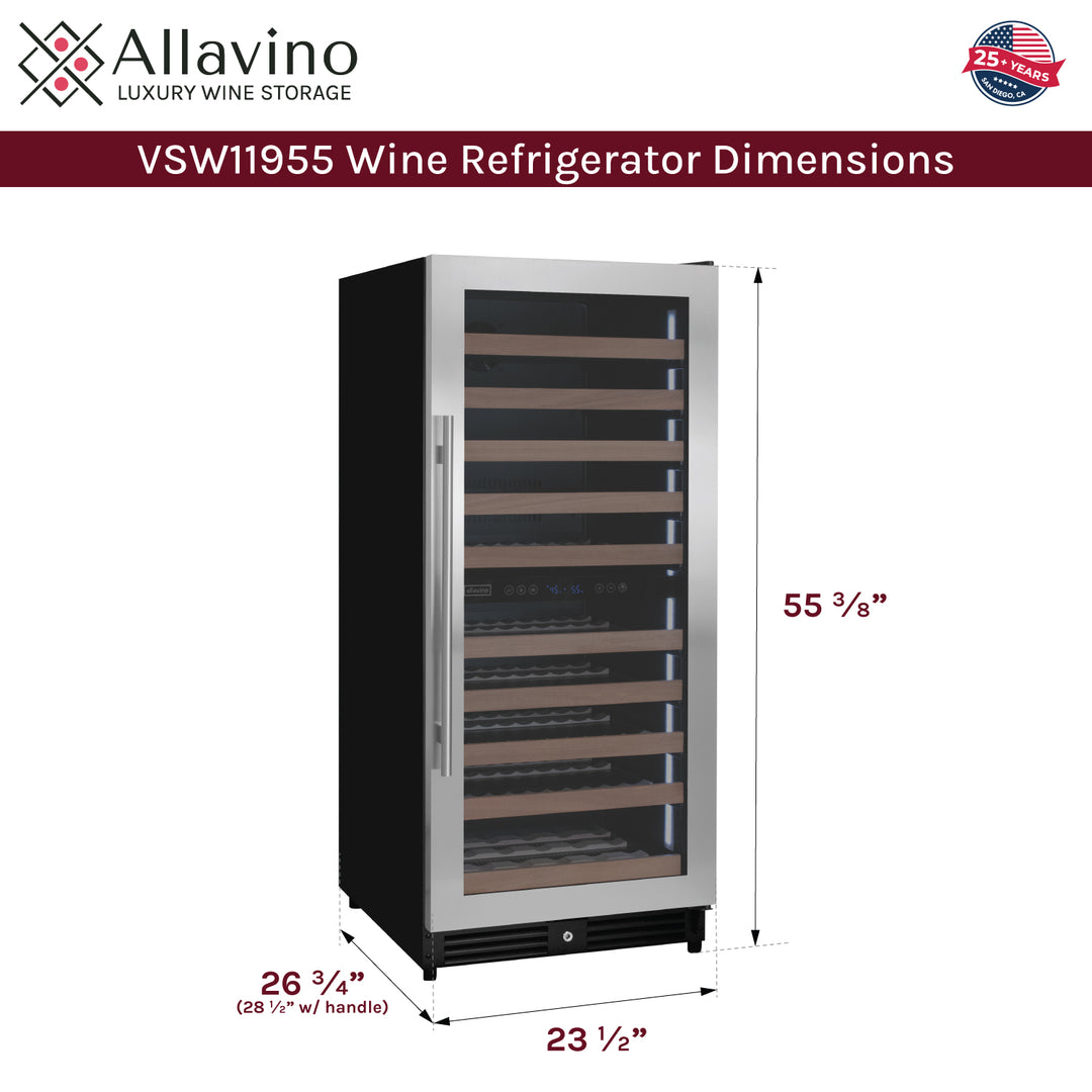 Allavino VSW11955D-2SR dimensions