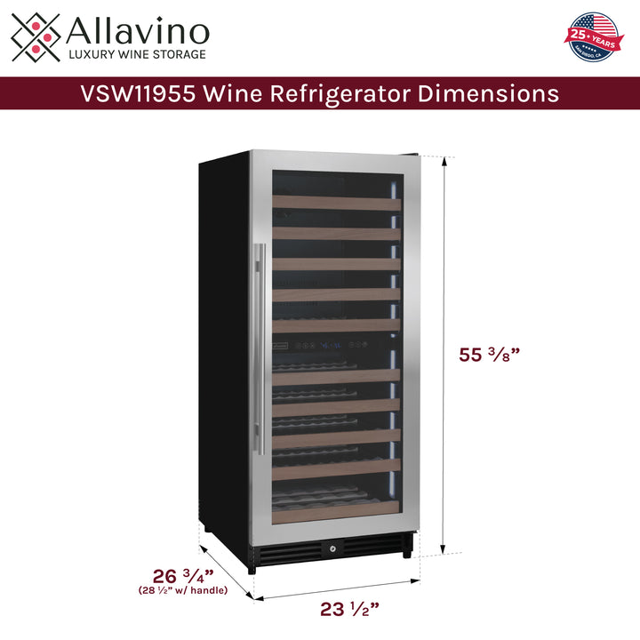 Allavino VSW11955D-2SR dimensions