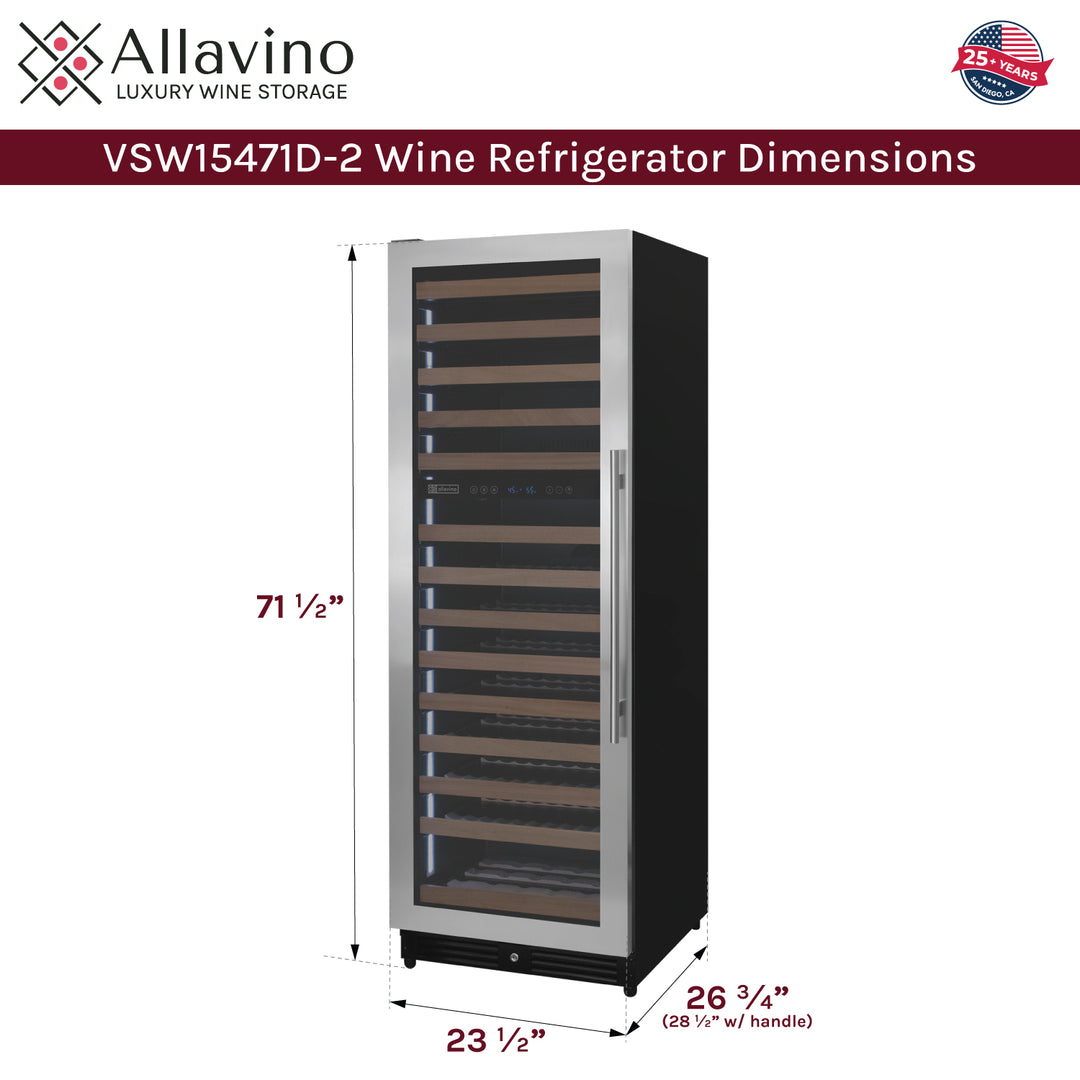 Allavino Reserva VSW15471D-2SL wine refrigerator dimensions