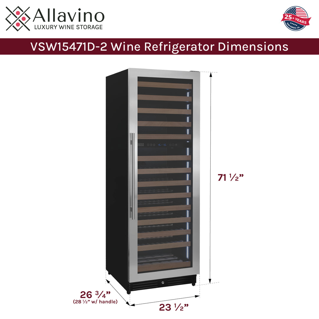 Allavino Reserva VSW15471D-2SR wine refrigerator dimensions