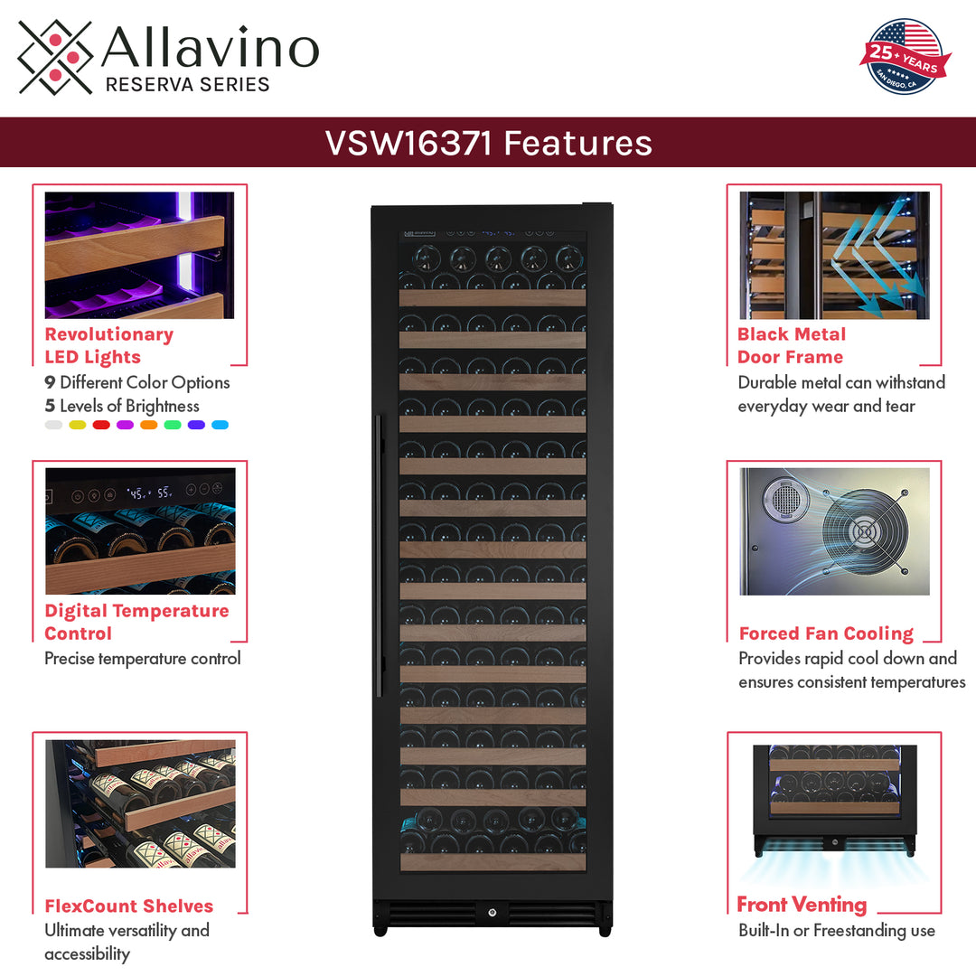 Allavino Reserva VSW16371S-1B LED wine refrigerator features