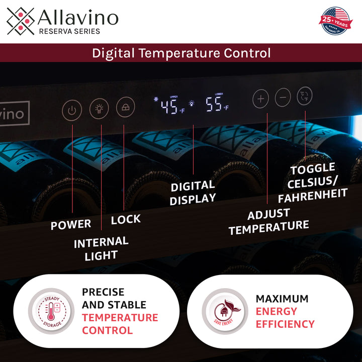 Allavino Reserva VSW16371S-1SR Wine Refrigerator LED display