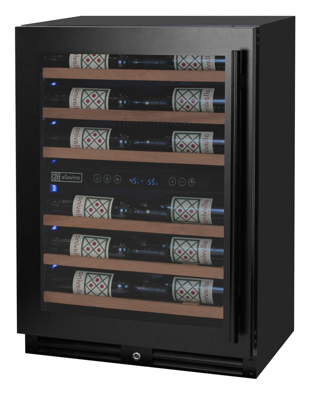 Reserva Series 27 Bottle Dual Zone Black Shallow Depth Built-in Wine Refrigerator - Left Hinge