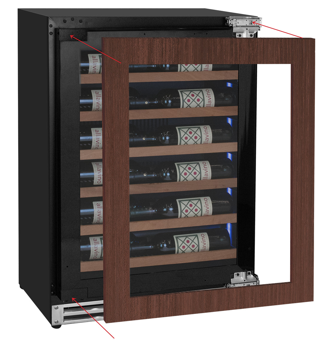 Reserva Series 27 Bottle Single Zone Panel Ready Overlay Shallow Depth Built-in Wine Refrigerator - Right Hinge