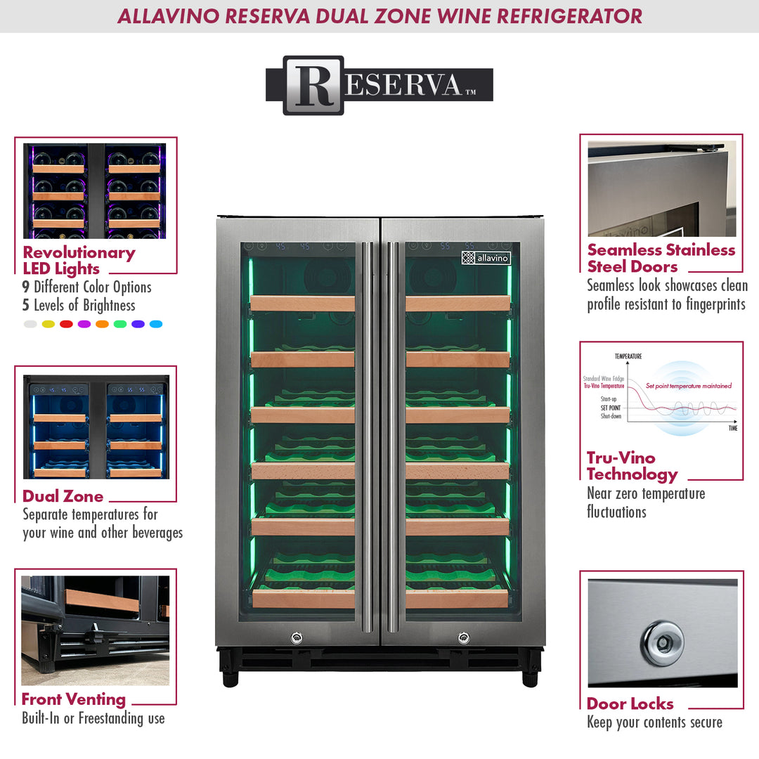 Allavino Reserva VSW3634FD-2S wine refrigerator features