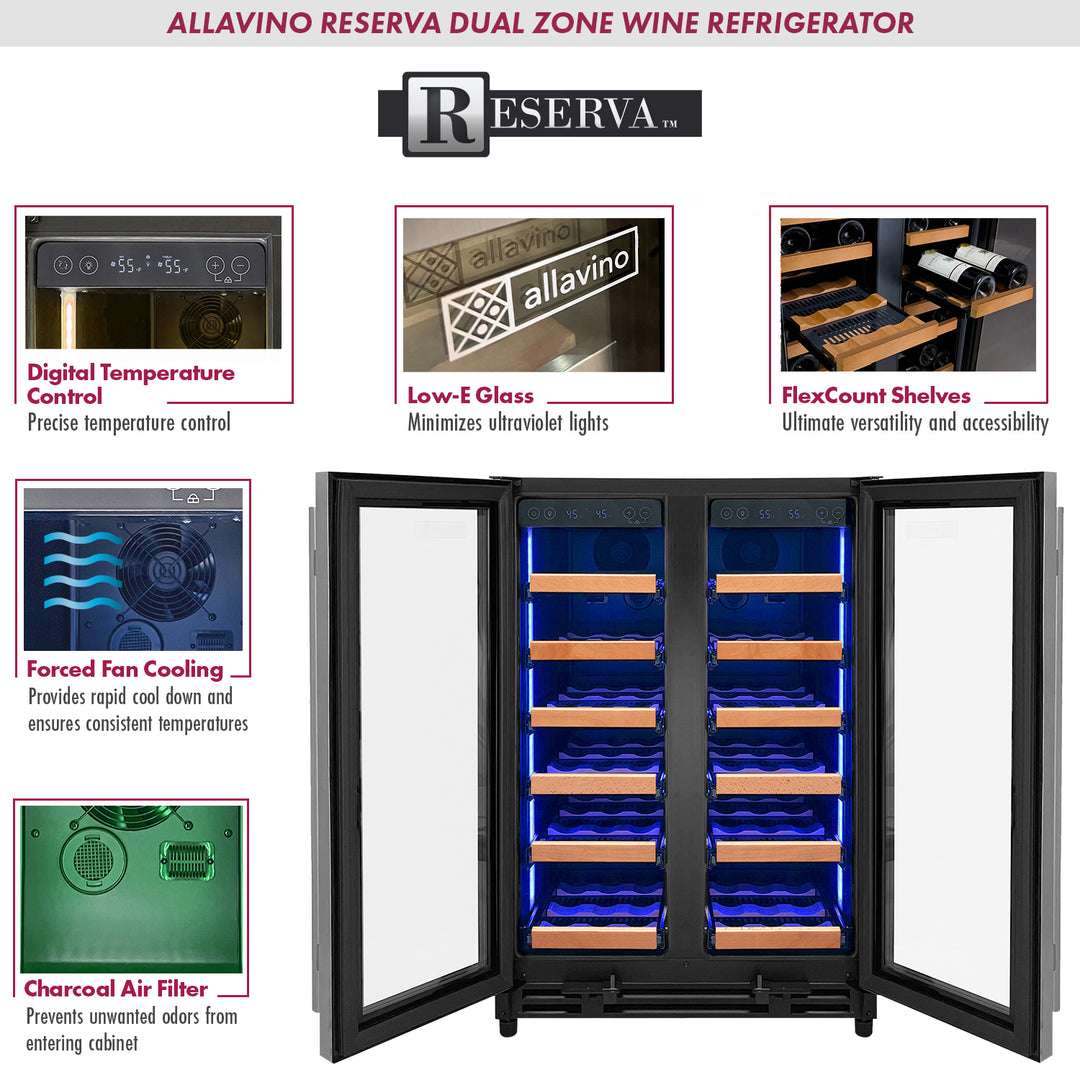 Allavino Reserva VSW3634FD-2S wine refrigerator features