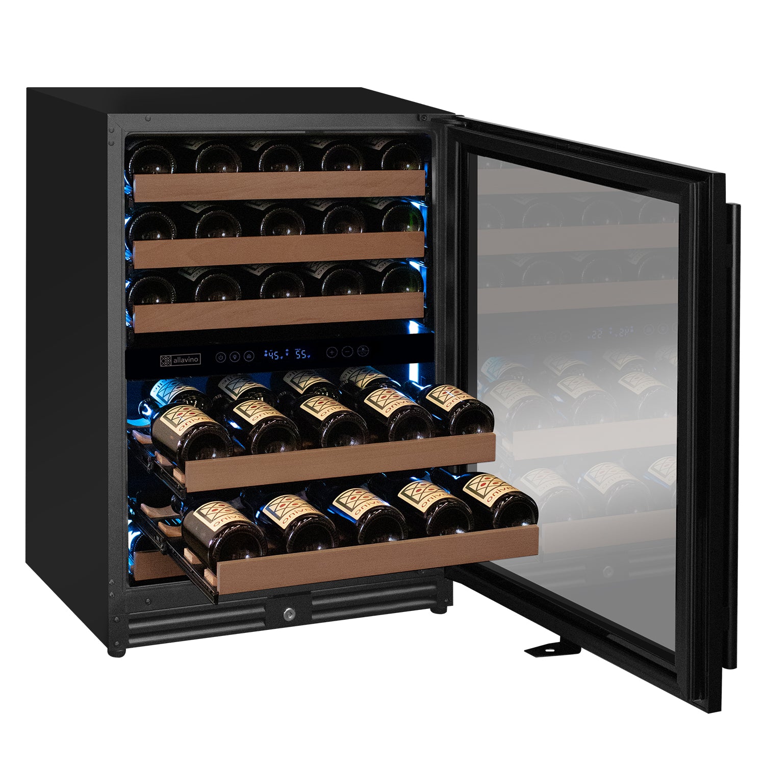 Allavino 51 Bottle Dual Zone Right Hinge Black Wine Cooler