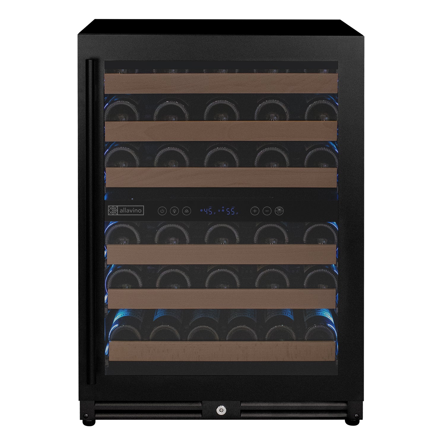 vinovino出品！！ Allavino 51 Bottle Dual Zone Right Hinge Black Wine Cooler
