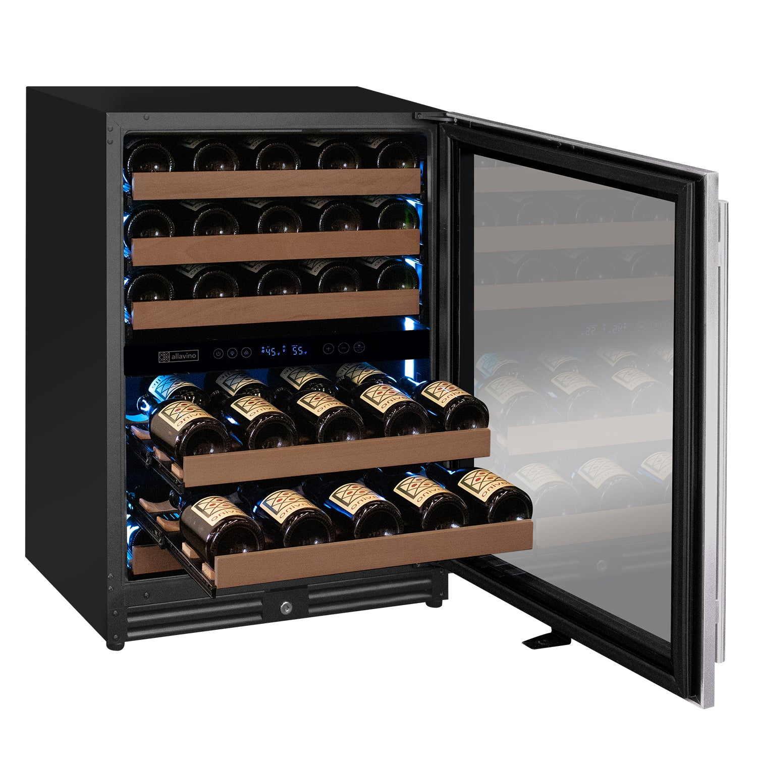 Allavino 51 Bottle Dual Zone Right Hinge Stainless Steel Wine