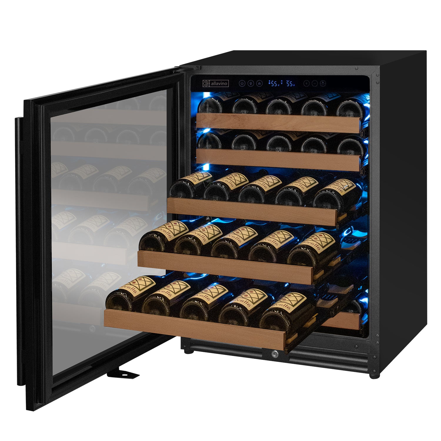 Allavino 51 Bottle Single Zone Left Hinge Black Wine Cooler