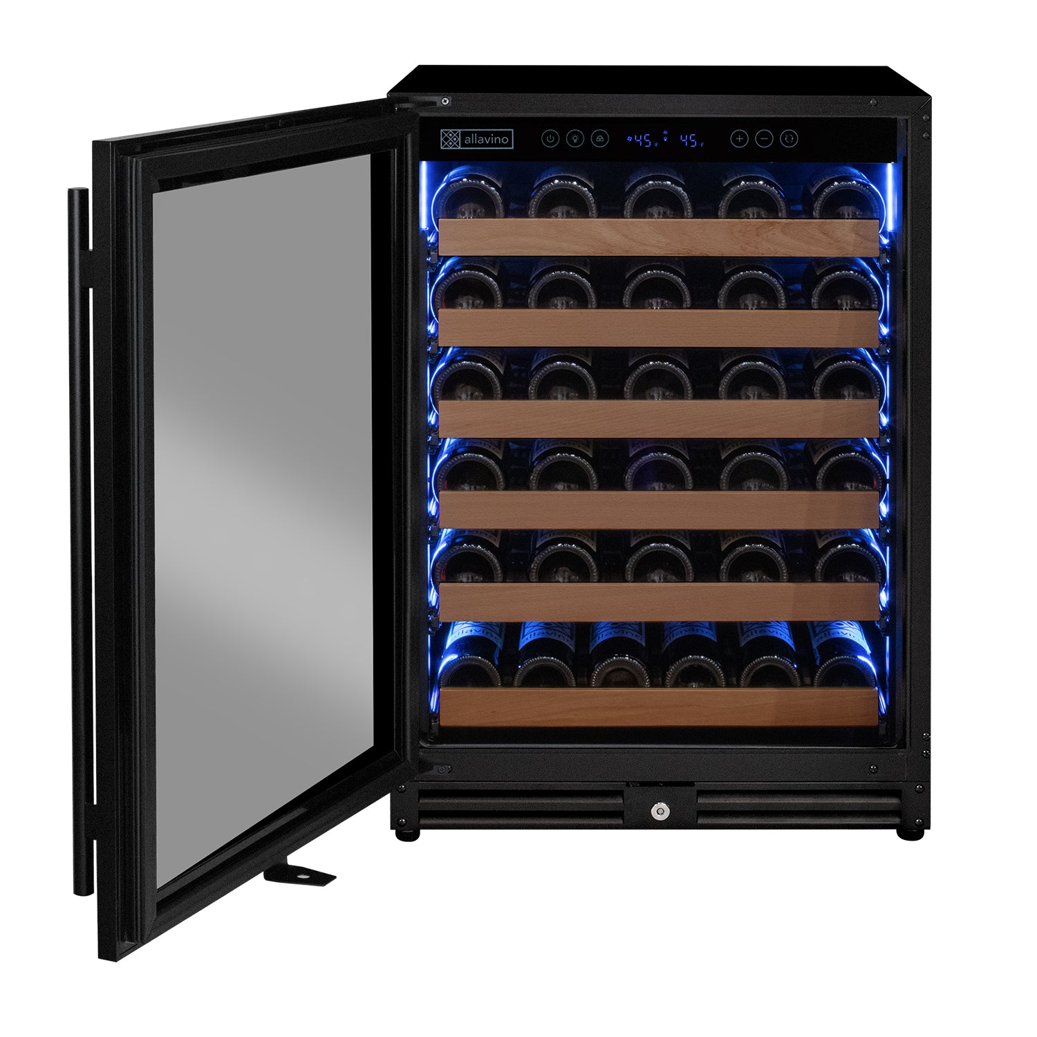 Allavino 51 Bottle Single Zone Left Hinge Black Wine Cooler