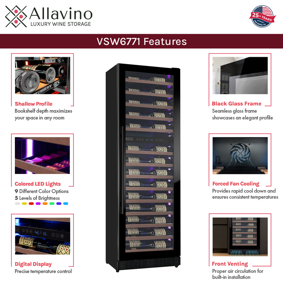 Allavino Reserva VSW6771D-2BR LED wine refrigerator features