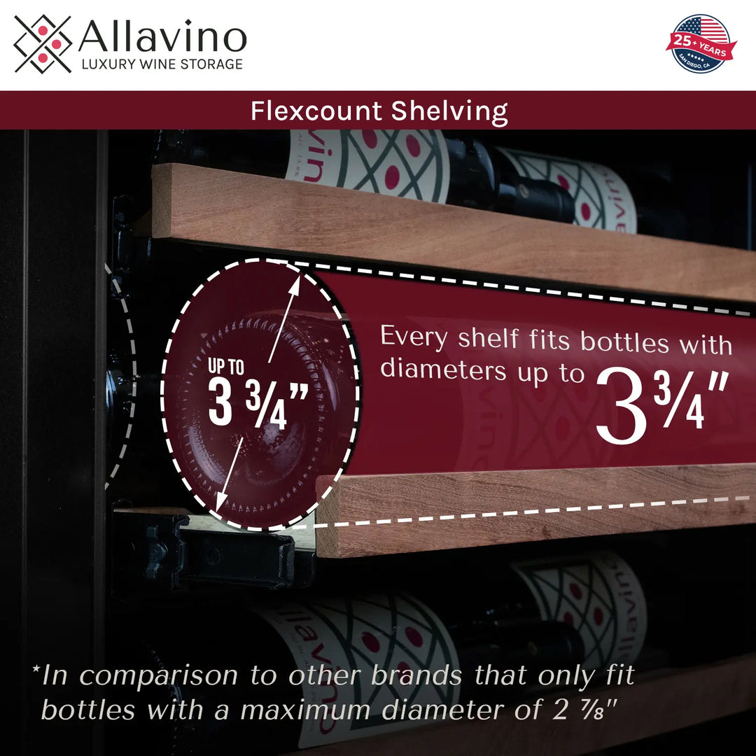 flexcount shelving fits wine bottles with larger diameters
