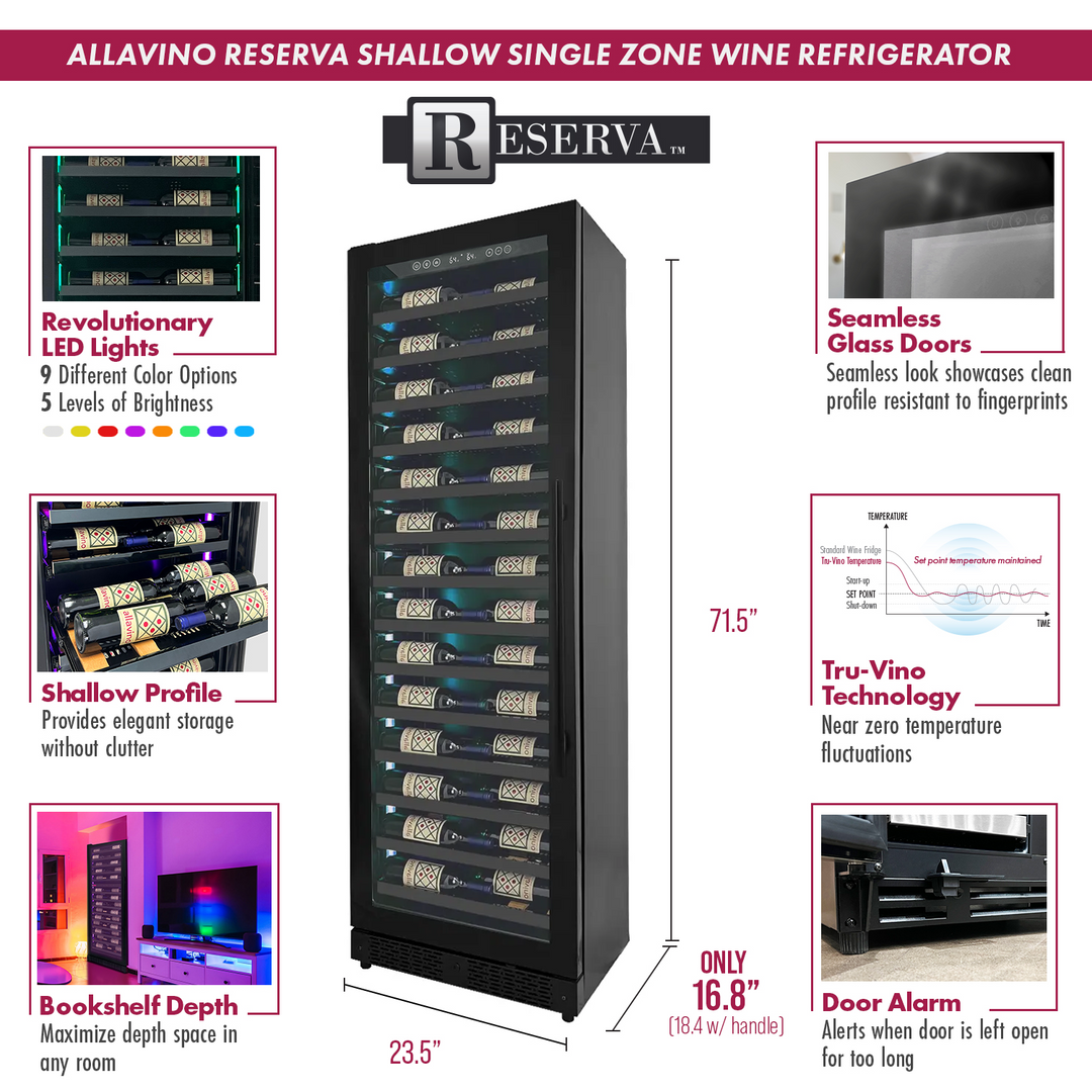 Allavino Reserva VSW6771S-1BL LED Shallow Wine Refrigerator Features