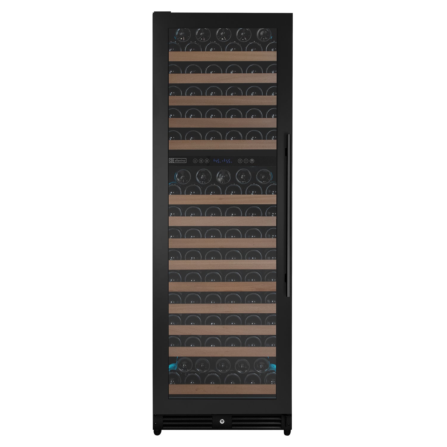 172 Bottle Dual Zone Built-in Left Hinge Black Wine Refrigerator