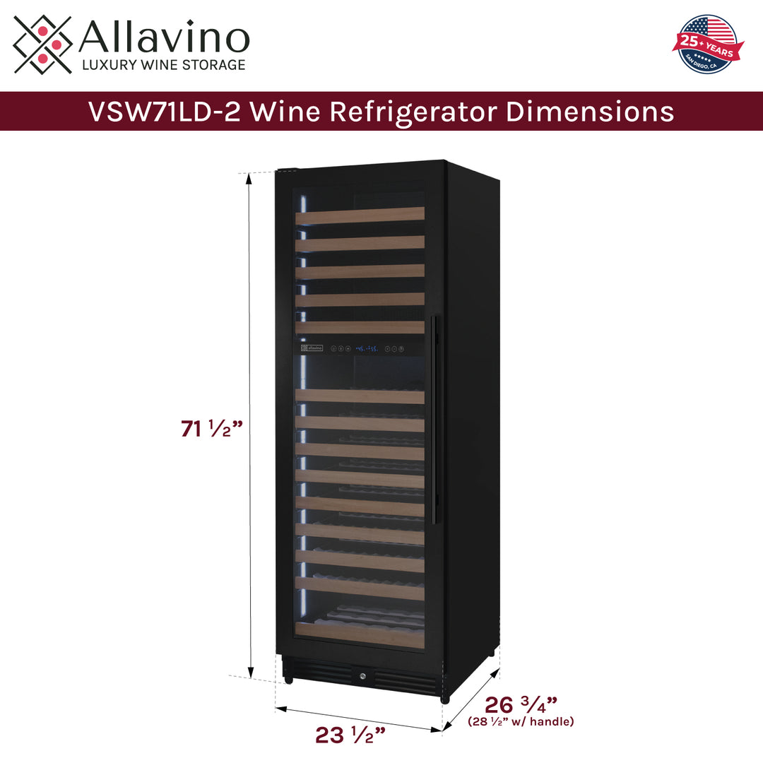 Allavino Reserva VSW71LD-2BL wine refrigerator dimensions
