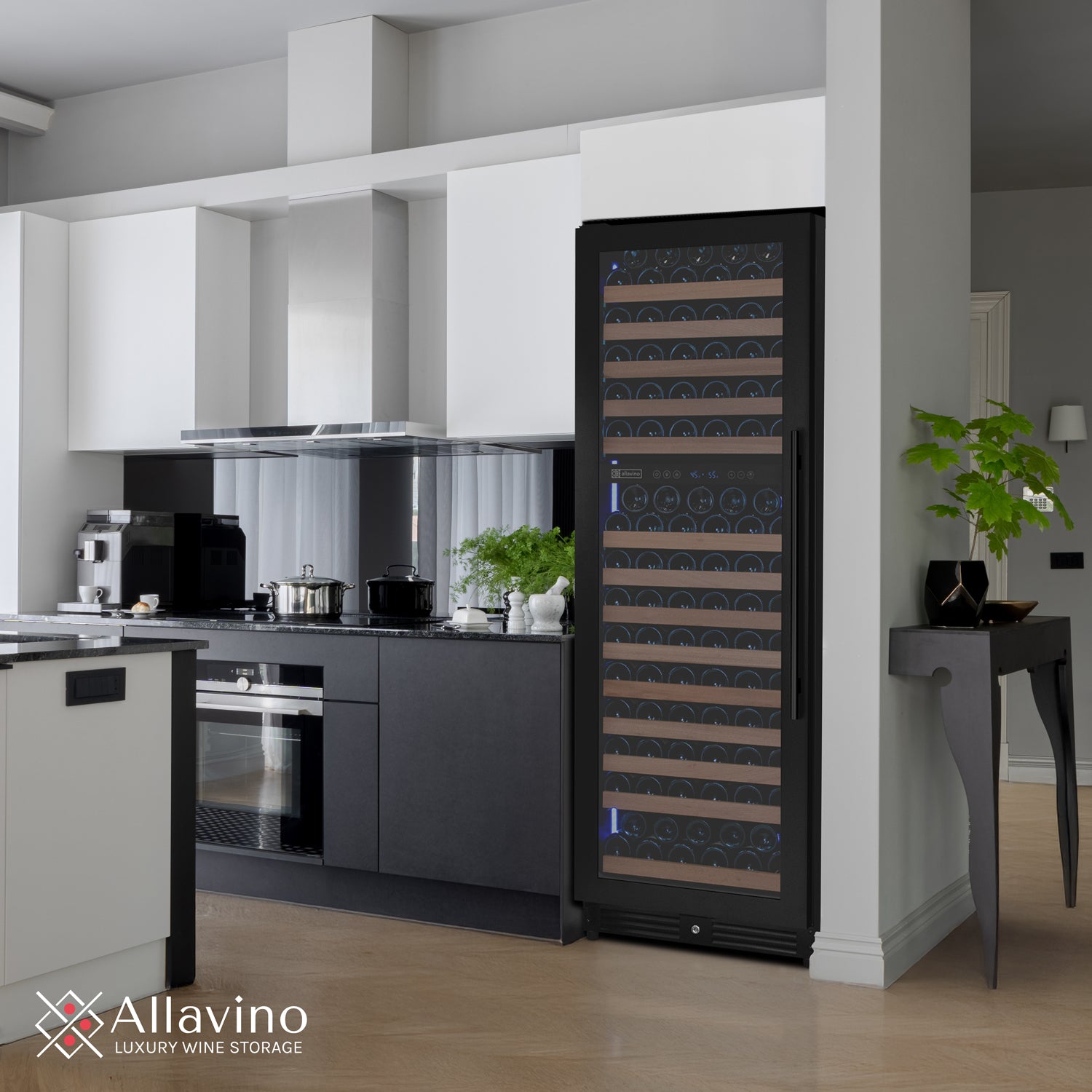 172 Bottle Dual Zone Built-in Left Hinge Black Wine Refrigerator