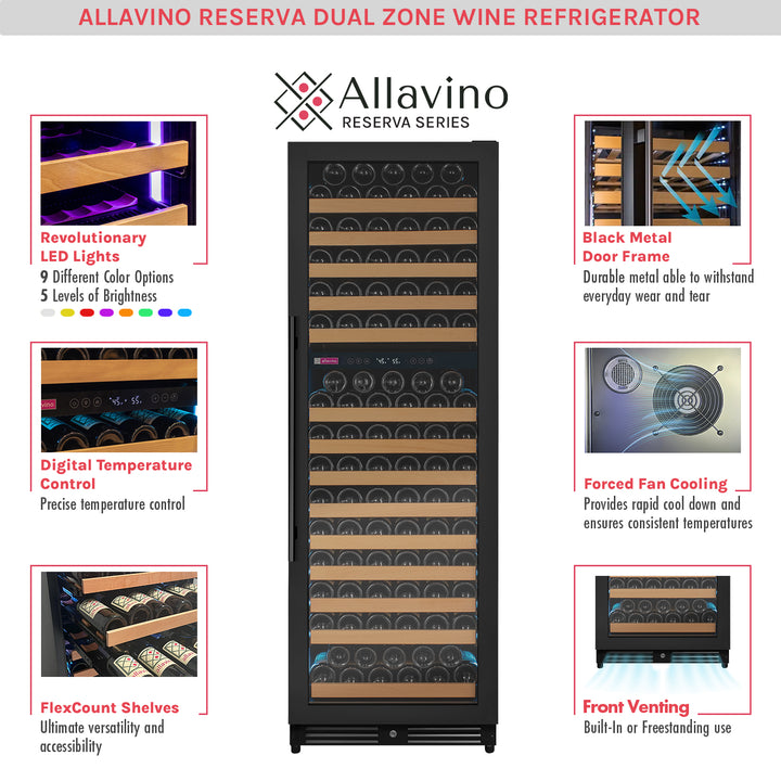 Allavino Reserva VSW71LD-2BR LED wine refrigerator features