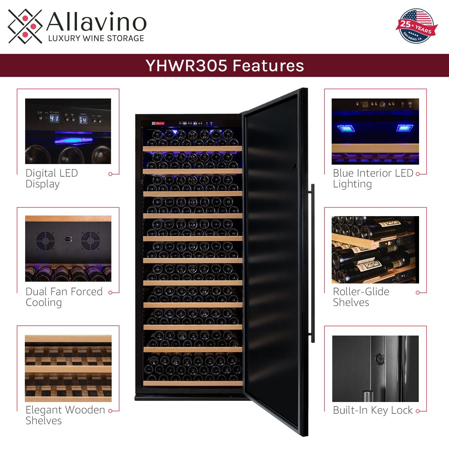 Allavino 610 Bottle Dual Zone Solid Door Wine Refrigerator