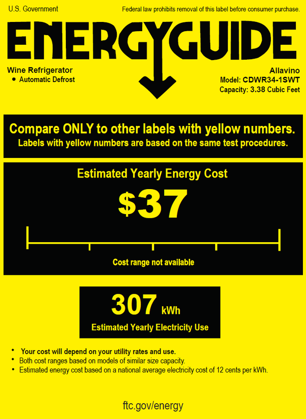 The energy guide for the KWR33S-1SR